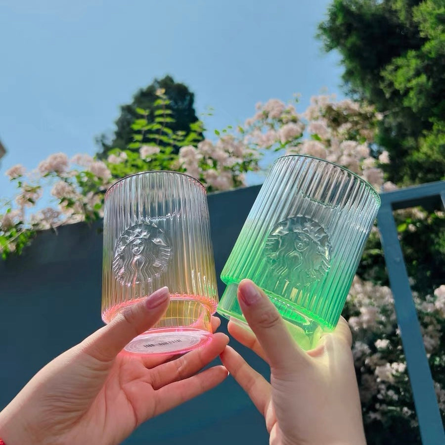 14oz China Summer Gradient Fluorescent Pink/Green Glass