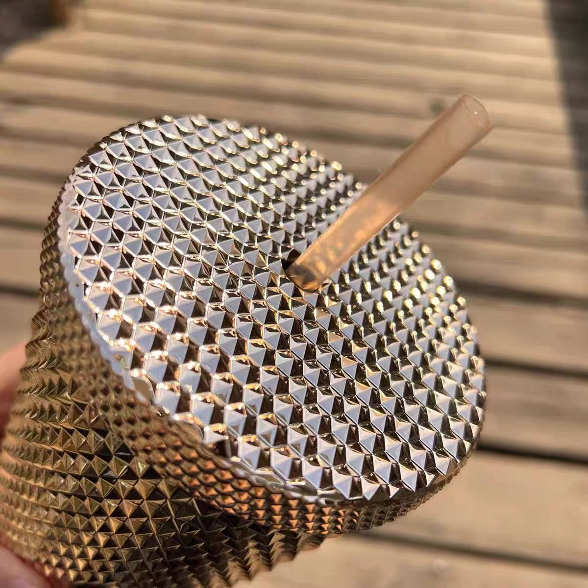24oz China Bronze Gold Studded Cold Cup