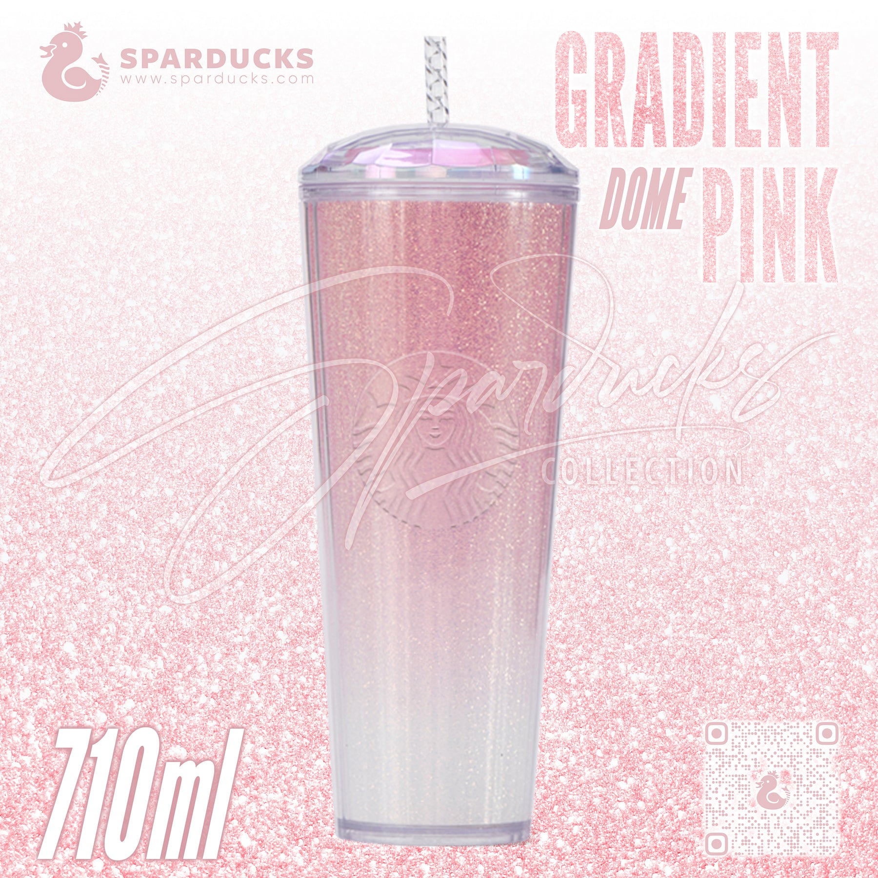 24oz China X'mas Pink Dome Cold Cup