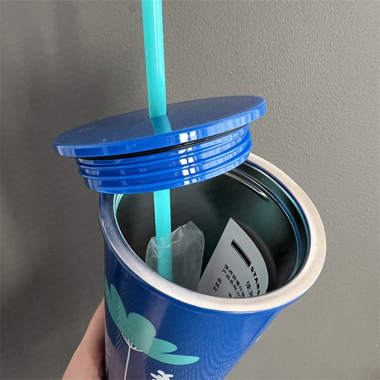 20oz China Summer Blue Flowers Stainless Cup