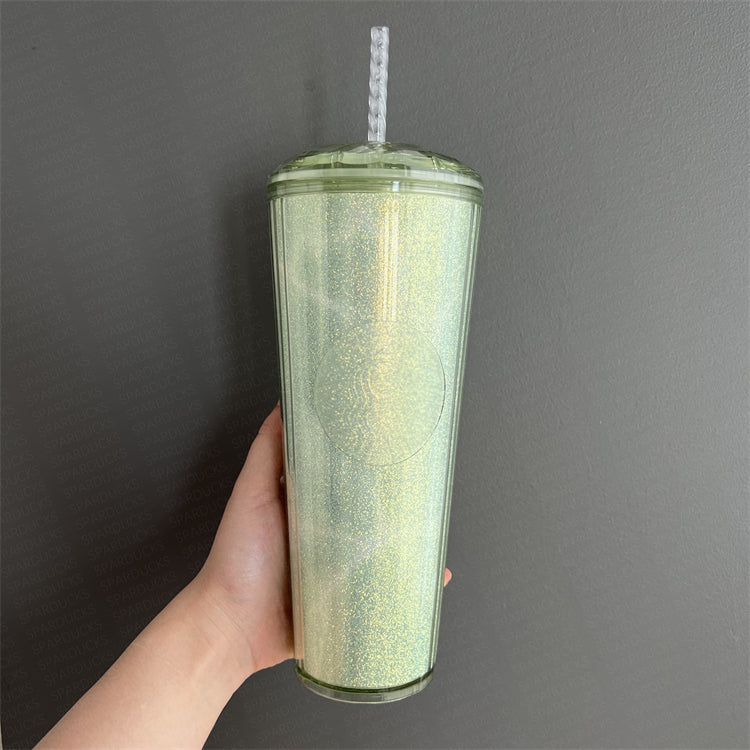 24oz China Green Marble Glitter Dome Cold Cup