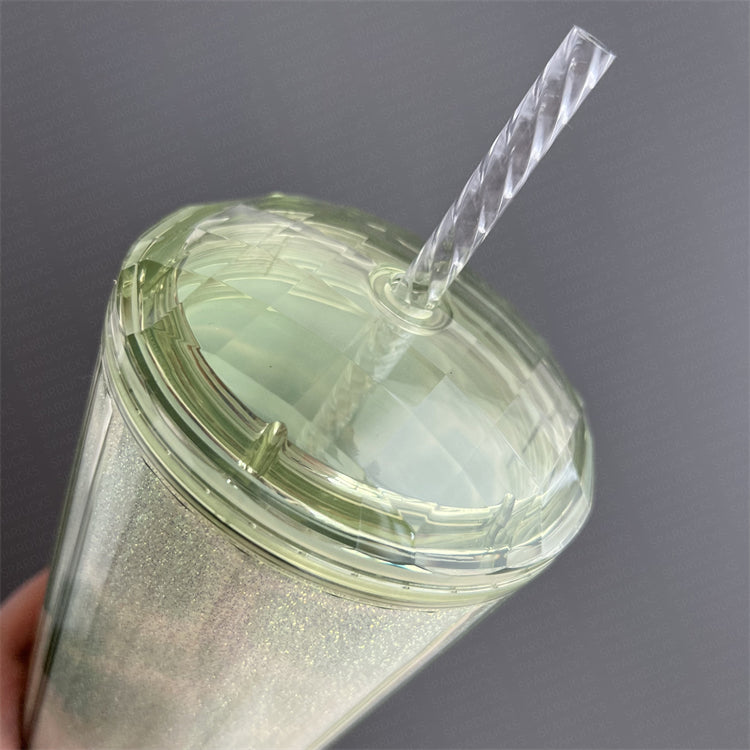 24oz China Green Marble Glitter Dome Cold Cup