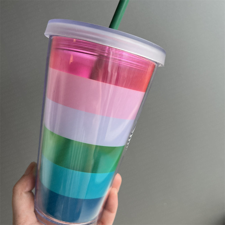 16oz Thailand 2016 Rainbow Plastic Cold Cup HTF