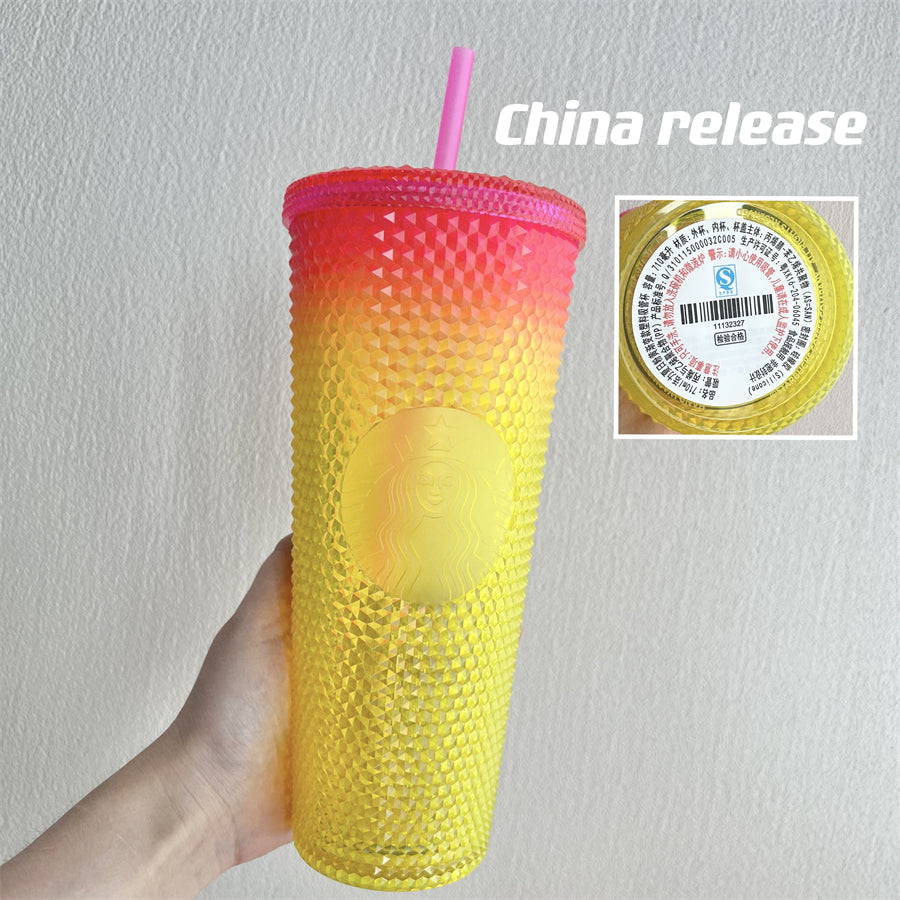 24oz China Sunset/Mango Studded Cold Cup