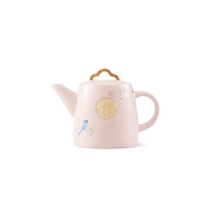 China Pink Sakura Ceramic Teapot+Cup+Plate Set