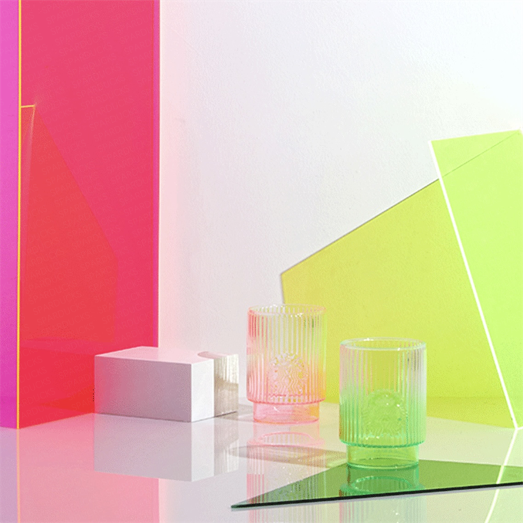 14oz China Summer Gradient Fluorescent Pink/Green Glass
