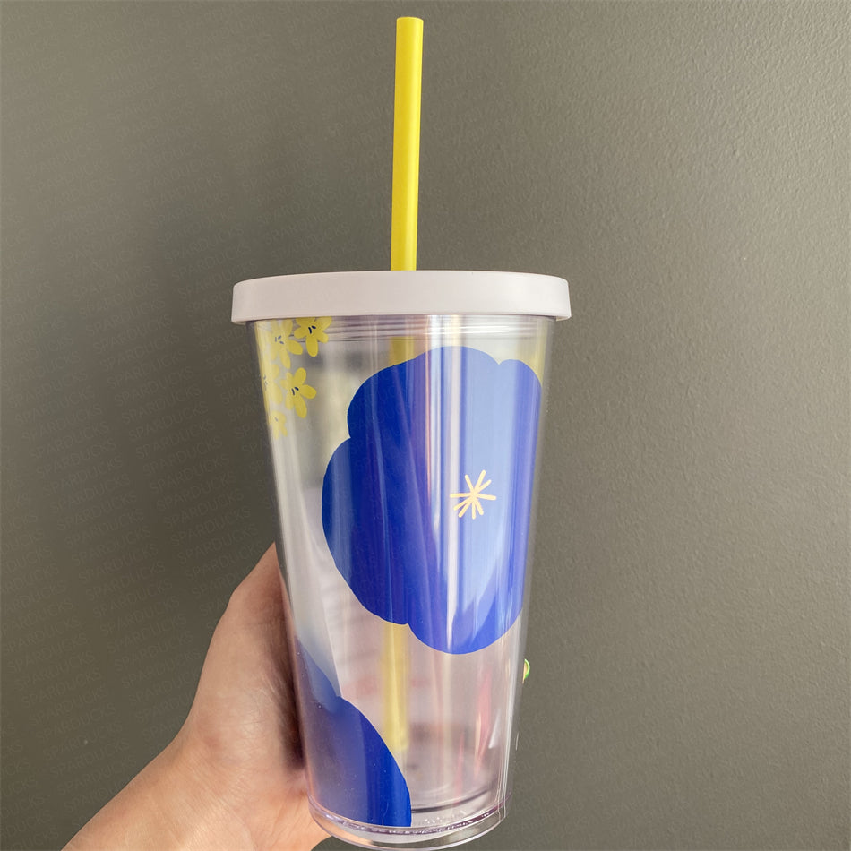 16oz China Summer Flower Plastic Tumbler HTF