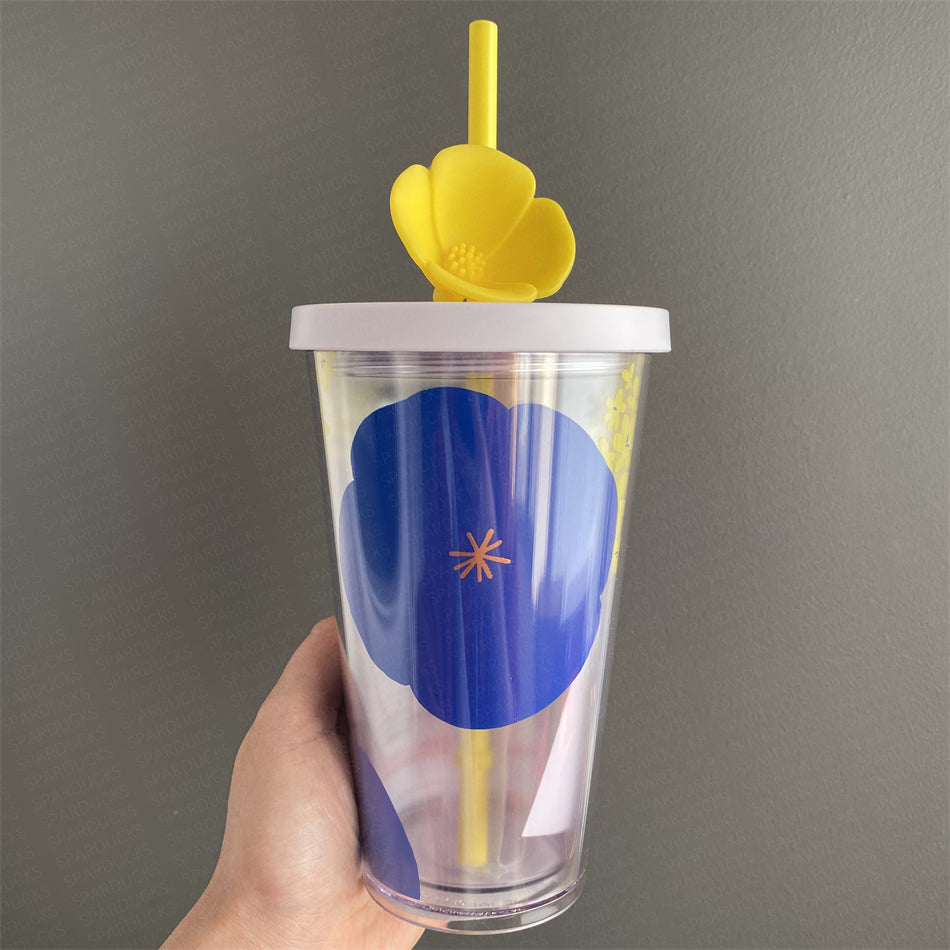 16oz China Summer Flower Plastic Tumbler HTF
