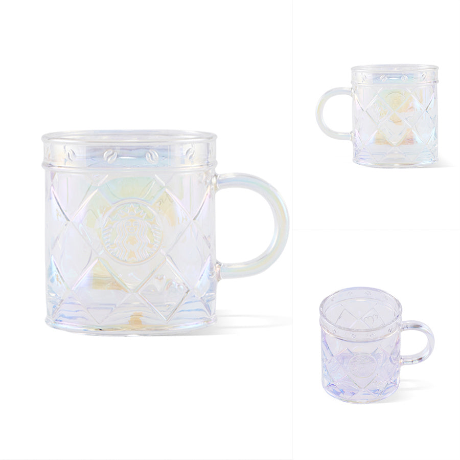 12oz Checkered Iridescent Glass Cup