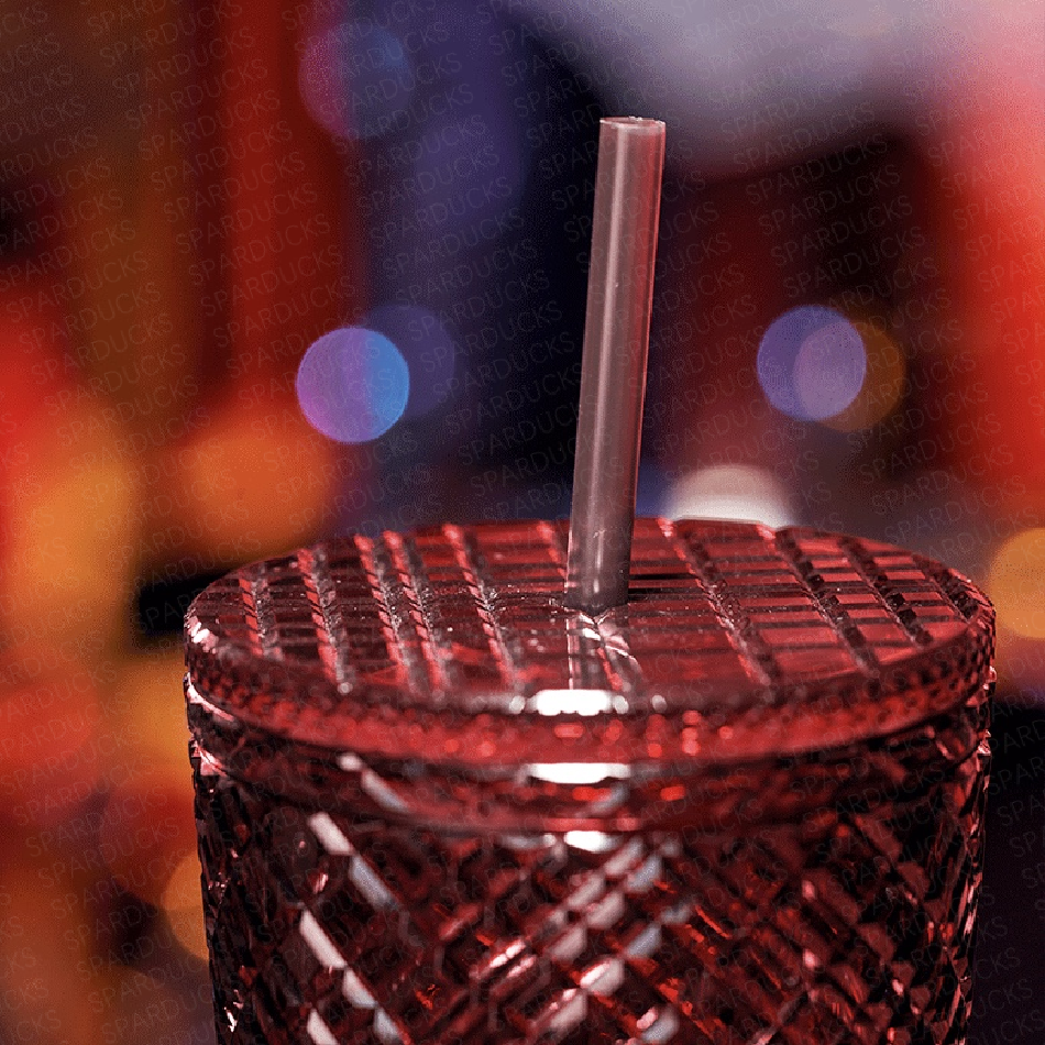 24oz China Dark Red Jeweled Straw Tumbler