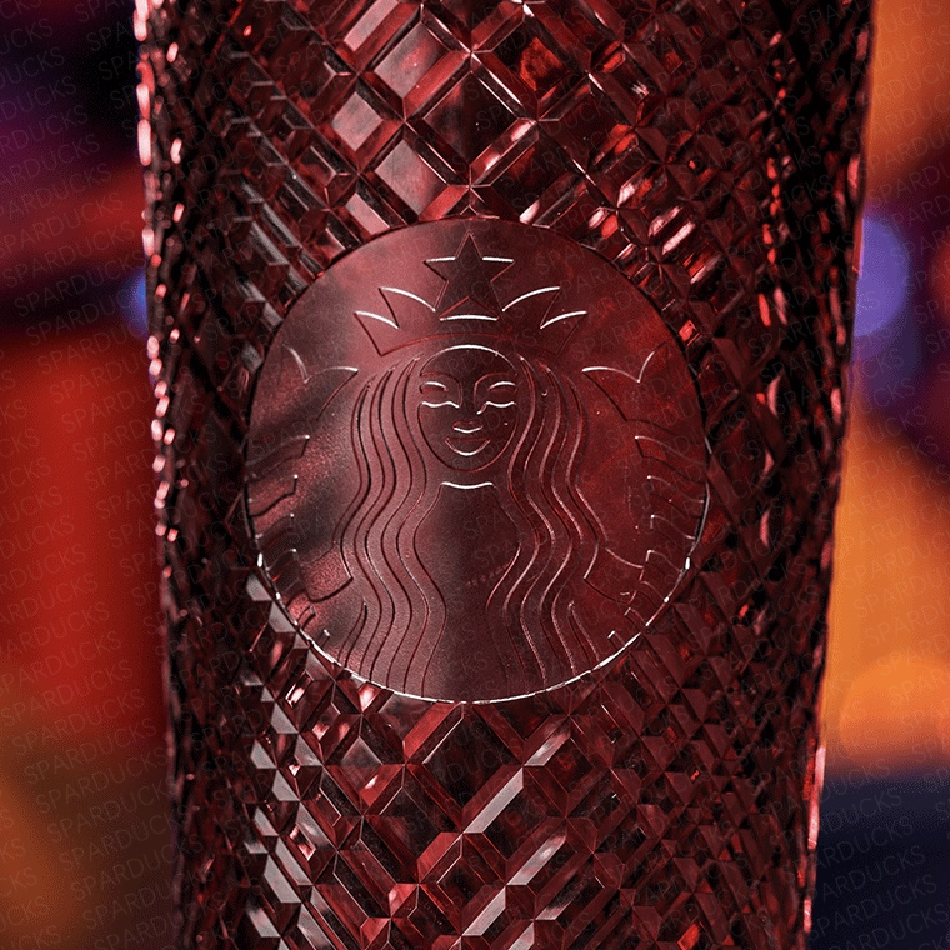 24oz China Dark Red Jeweled Straw Tumbler