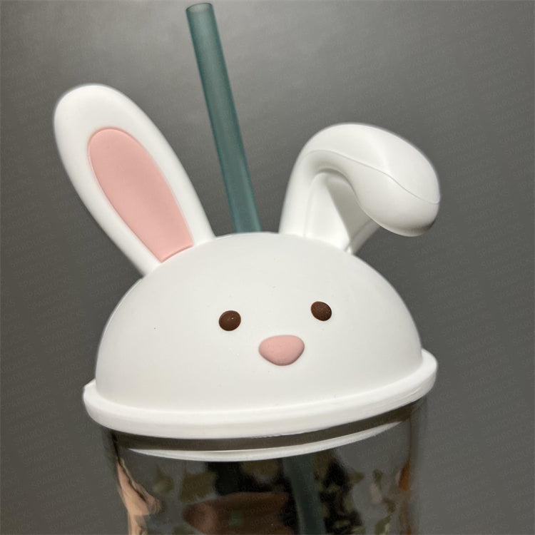 16oz China Autumn Cute Rabbit Glass Cup