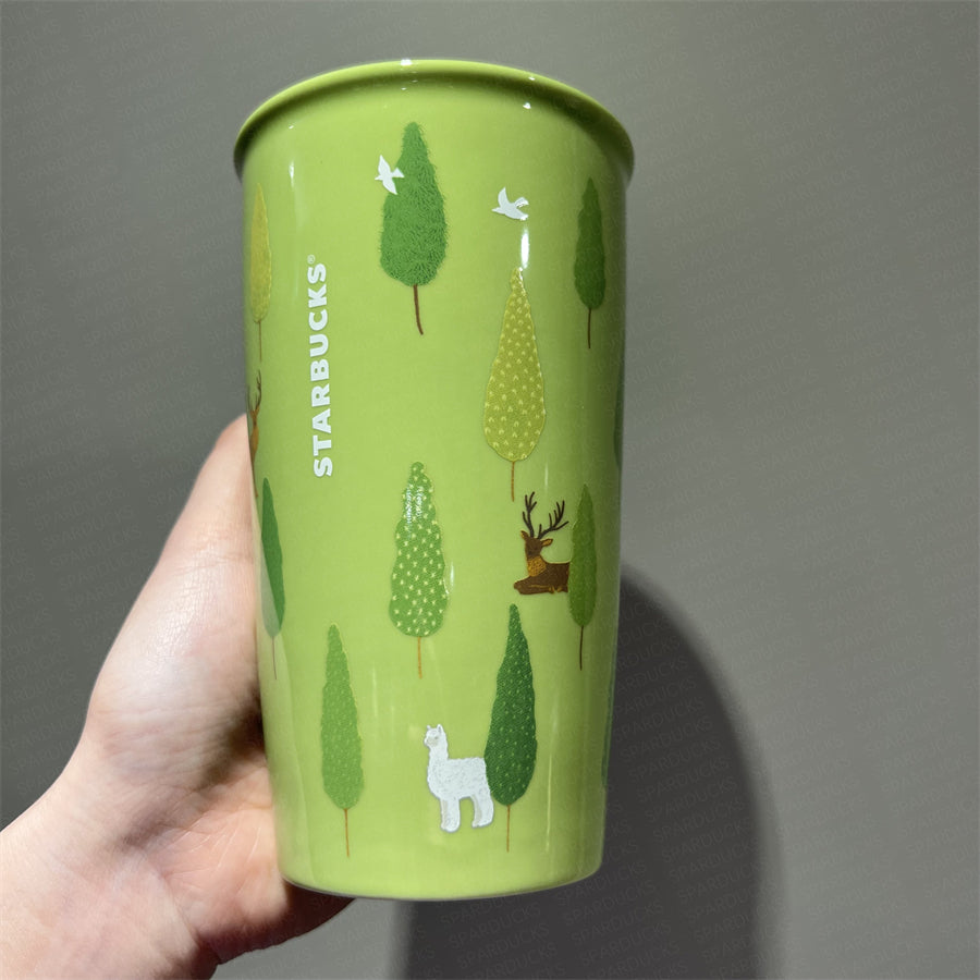 12oz Forest Alpaca Double Wall Ceramic Tumbler