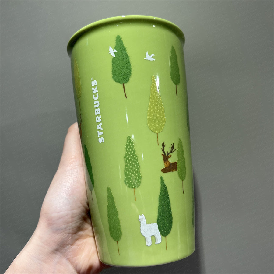 12oz Forest Alpaca Double Wall Ceramic Tumbler