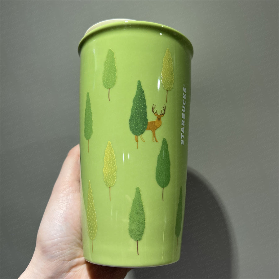 12oz Forest Alpaca Double Wall Ceramic Tumbler