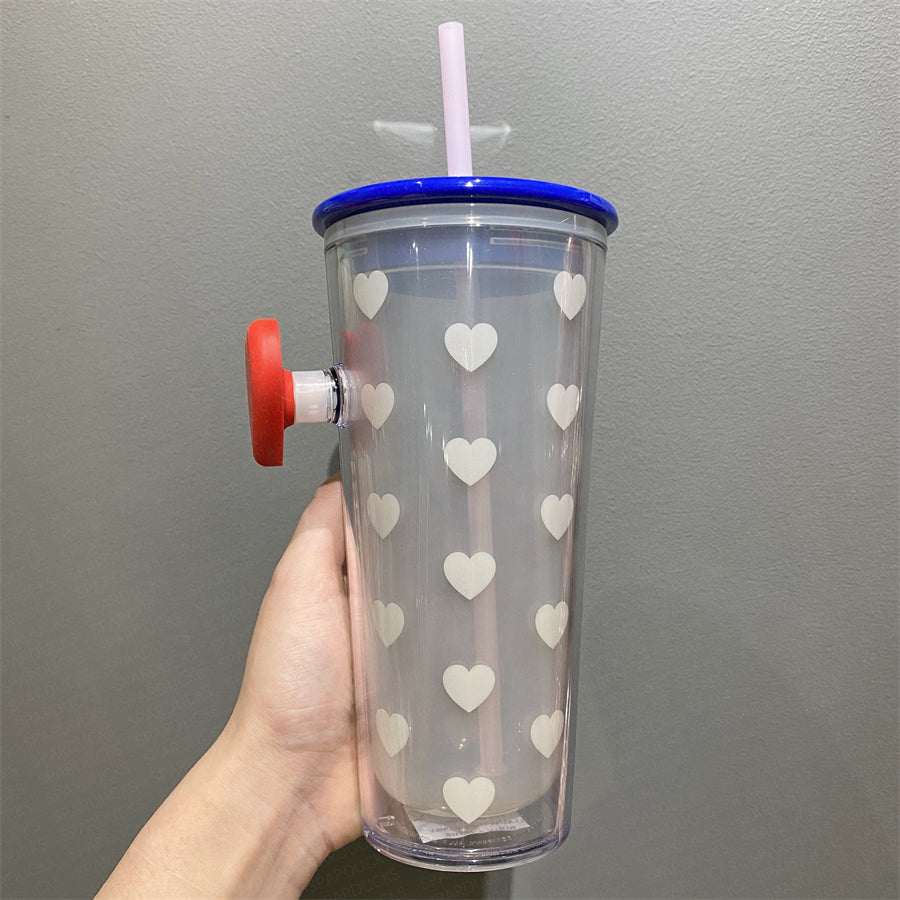 20oz Taiwan Valentine Plastic Cold Cup with Straw