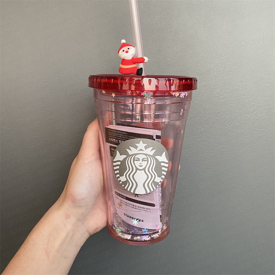 16oz Korea Santa Claus with Snowflake Plastic Cup