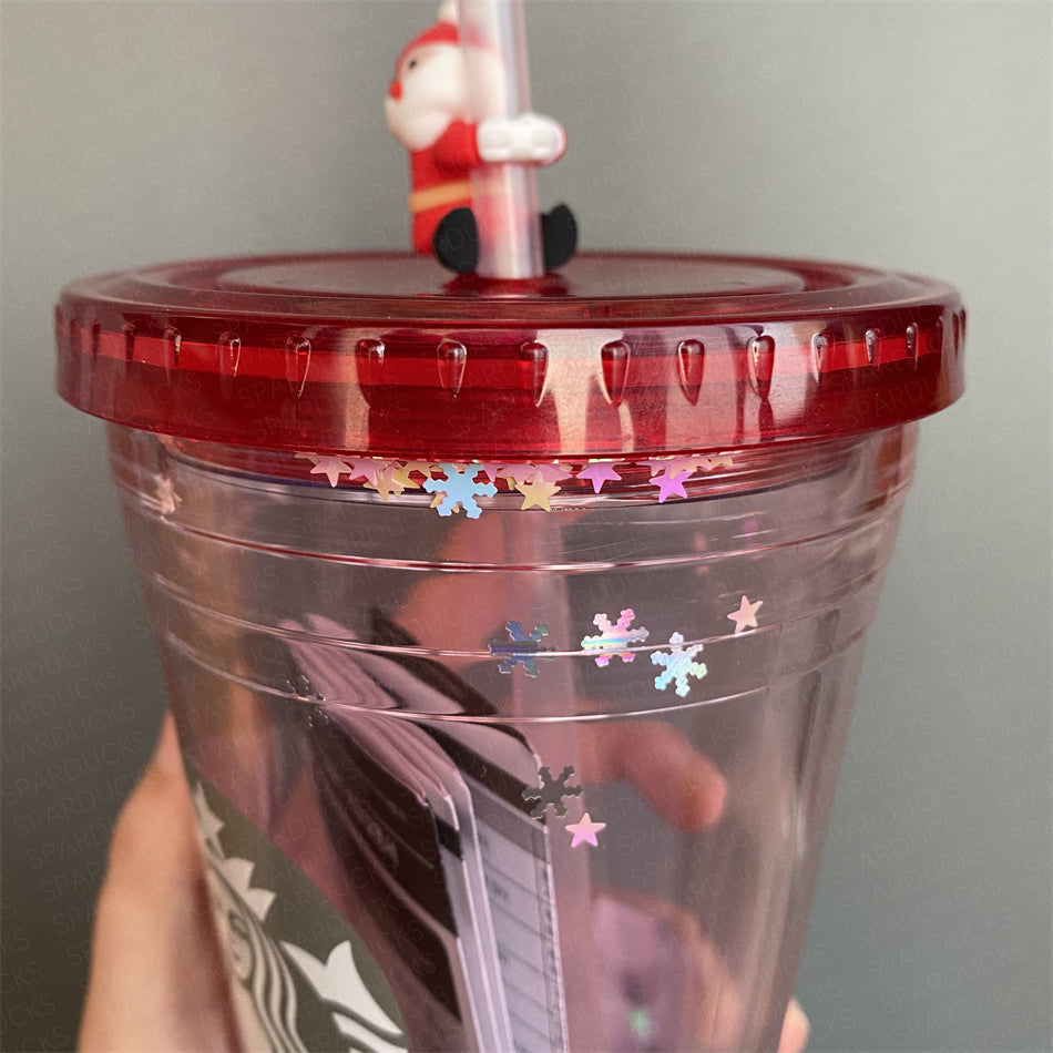 16oz Korea Santa Claus with Snowflake Plastic Cup
