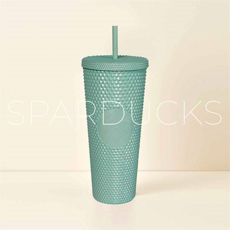 24oz HK Aqua Blue Chrome Bling Studded Cup