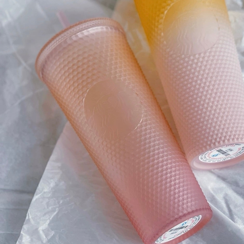 24oz China Jelly Orange Pink Studded Cup