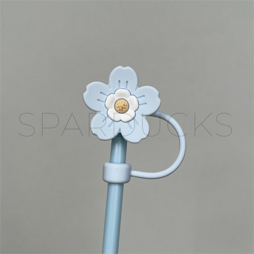 7mm Cute Straw Topper *Blue Flower