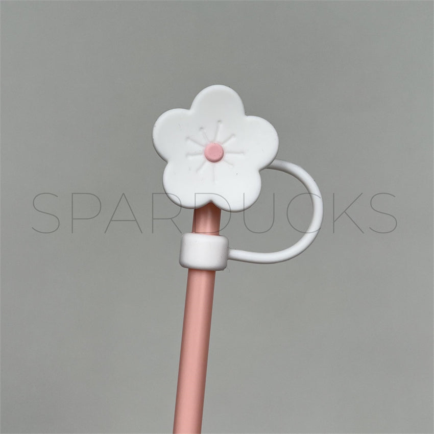 7mm Cute Straw Topper *White Flower