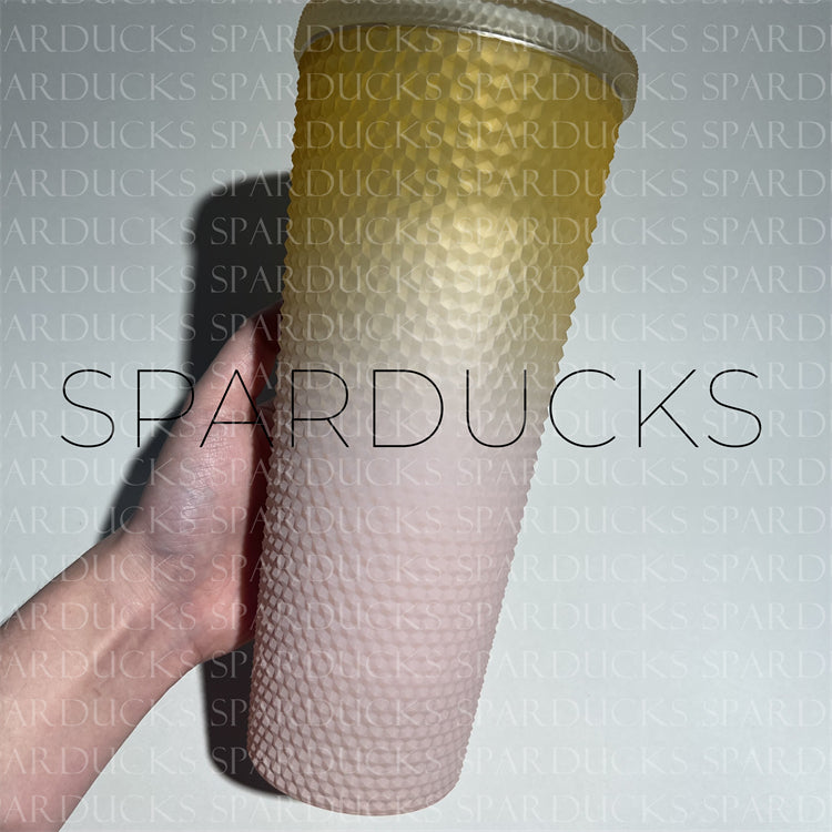 24oz China Jelly Yellow Pink Gradient Studded Cup
