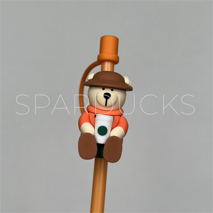 7mm Cute Straw Topper *Camping Bear