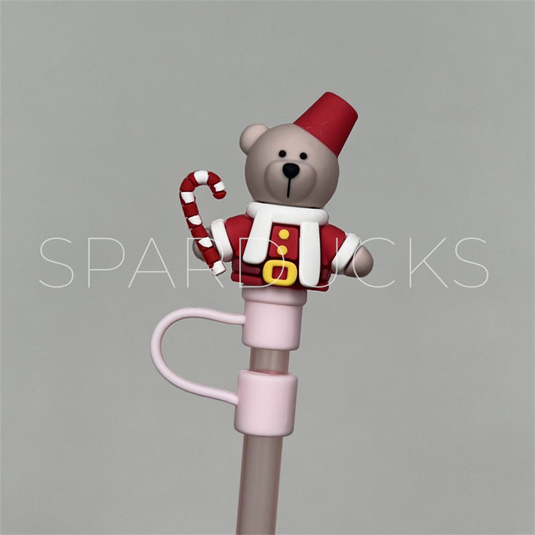 7mm Cute Straw Topper *Santa Bear