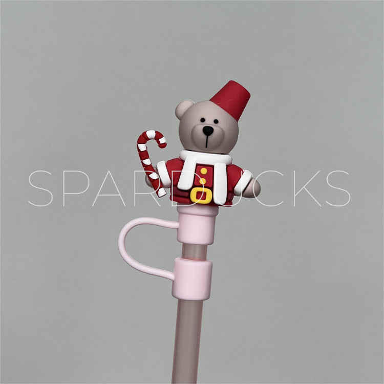 7mm Cute Straw Topper *Santa Bear