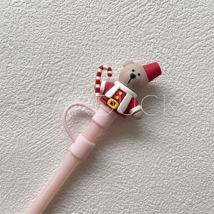 7mm Cute Straw Topper *Santa Bear