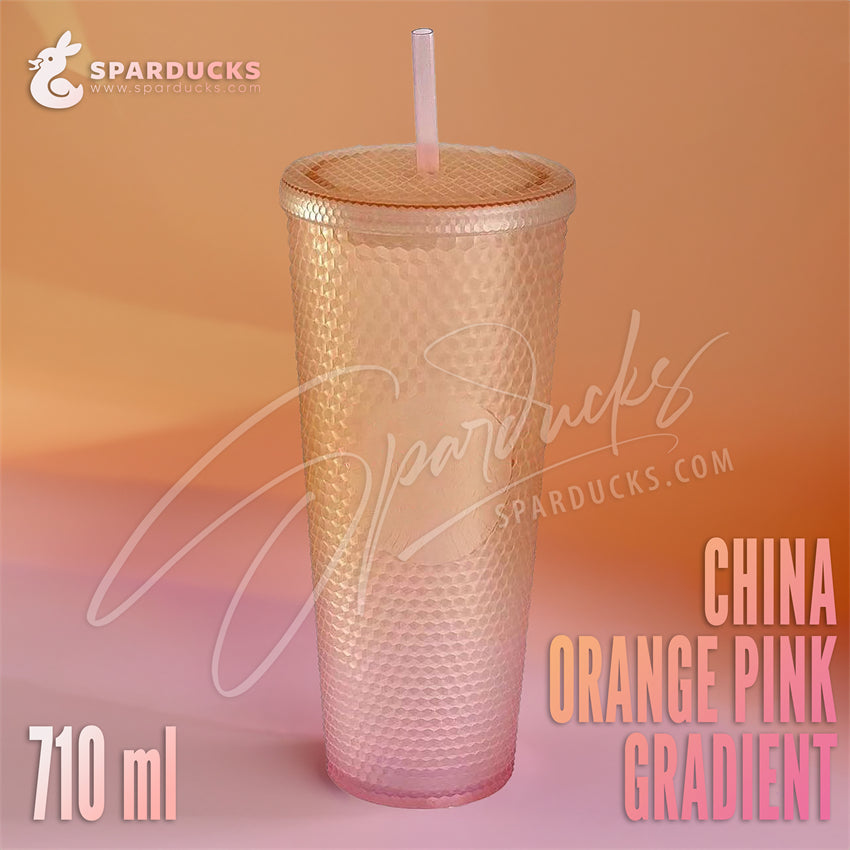 24oz China Jelly Orange Pink Studded Cup