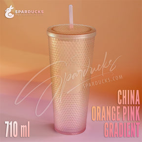24oz China Orange Pink Gradient Studded Cup