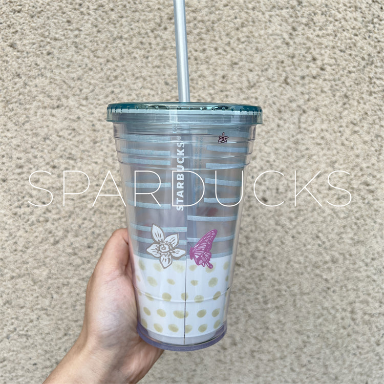 16oz China Blue Butterfly Plastic Cup