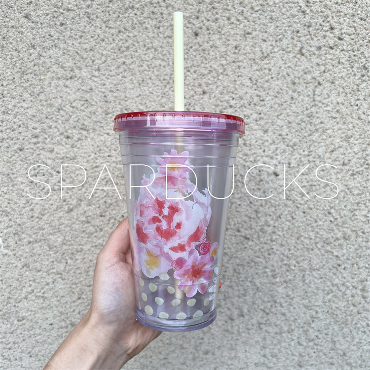 16oz China 2017 Pink Butterfly Plastic Cup