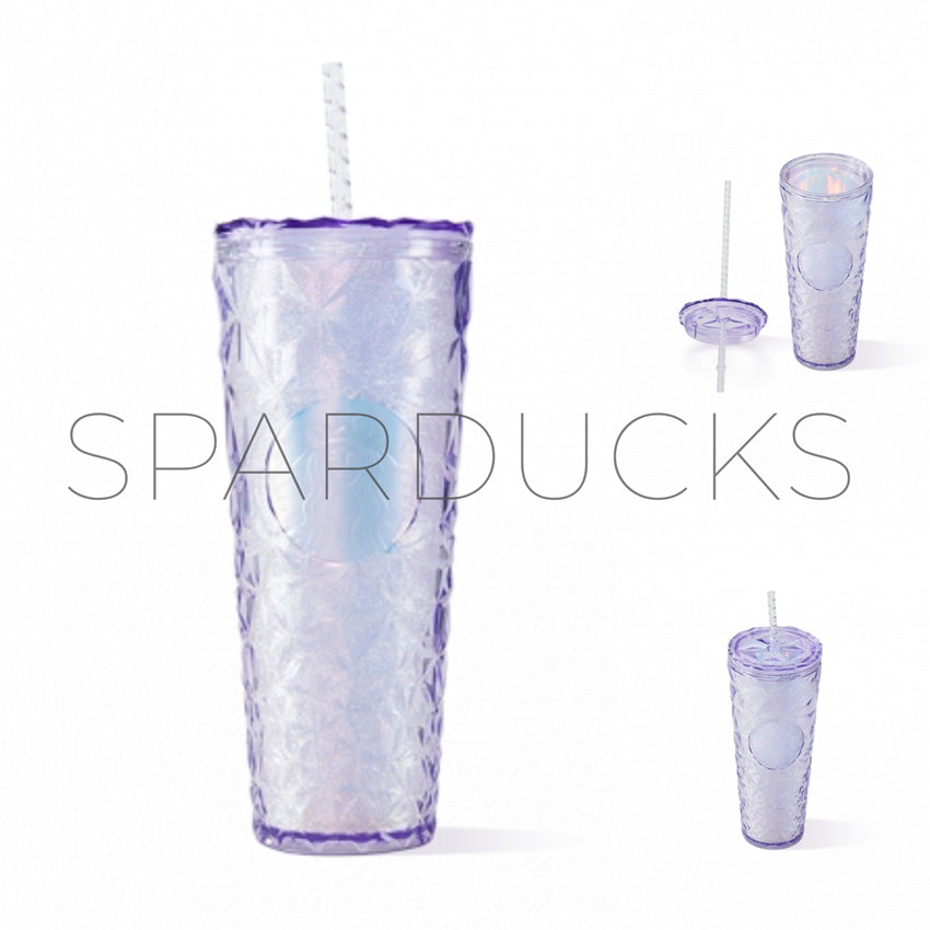 24oz China Purple Glitter Prism Cup