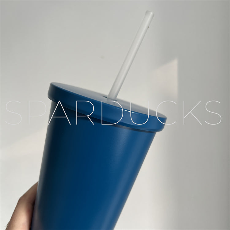 16oz Navy Blue SS Tumbler With Straw