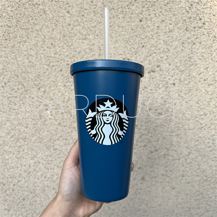 STARBUCKS 2022 Summer COLD CUP RECYCLED GLASS Blue Tumbler 16oz