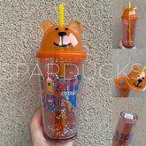 16oz Japan Orange Bear Plastic Cold Cup