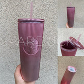 OHIA 24oz Pink Pleated Plastic Cup