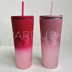 OHIA 24oz Pink Pleated Plastic Cup