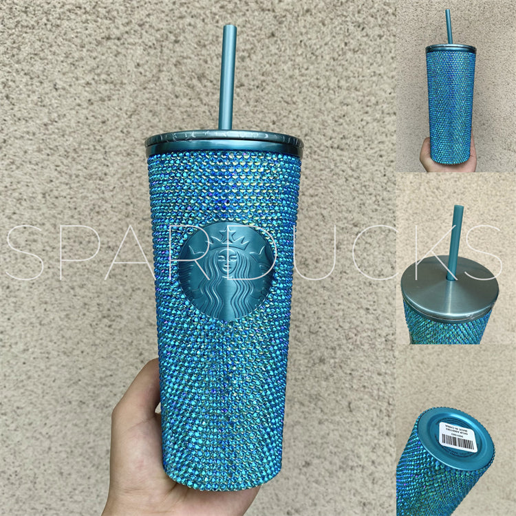 16oz Thailand SS Blue Rhinestone Cup