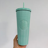 24oz Aqua Blue Chrome Studded Cup