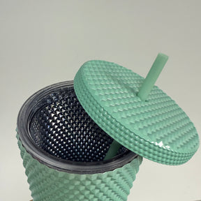 24oz Aqua Blue Chrome Studded Cup