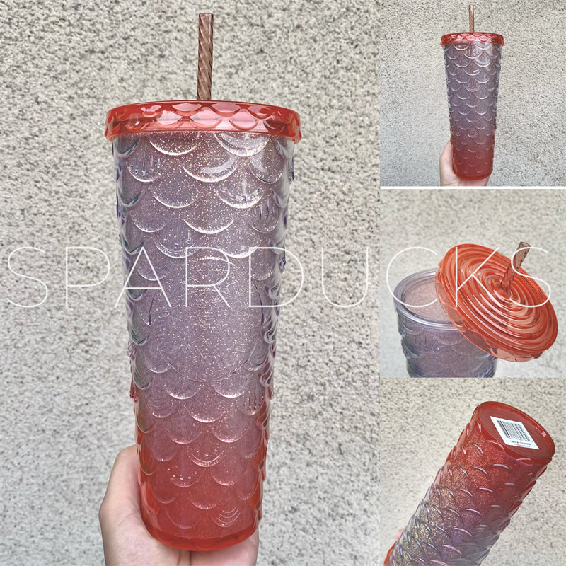 24oz Taiwan Red Glitter Scales Cup