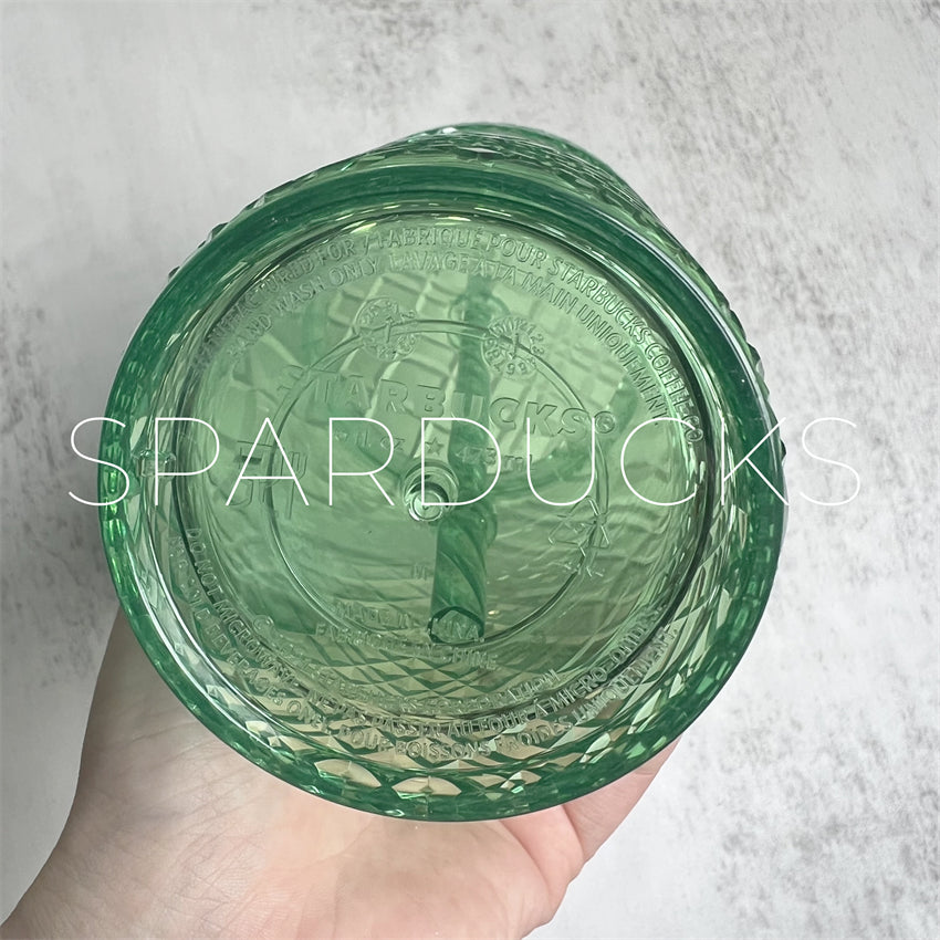 16oz EUR Green Jeweled Plastic Tumbler