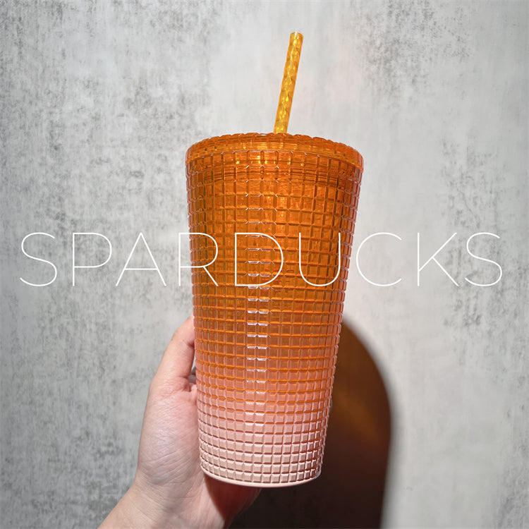 12oz Gradient Orange Grid Tumbler