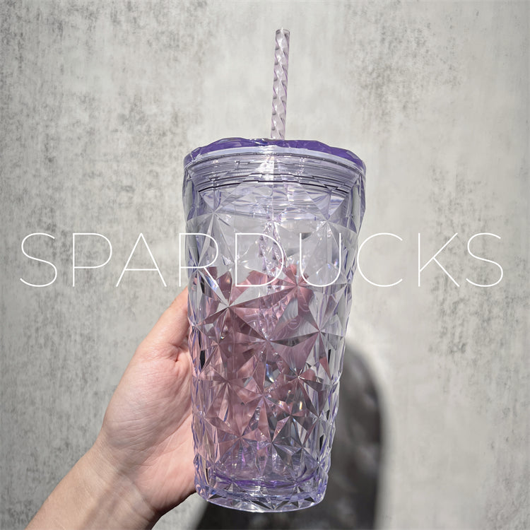 16oz Clear Purple Diamond Plastic Cup