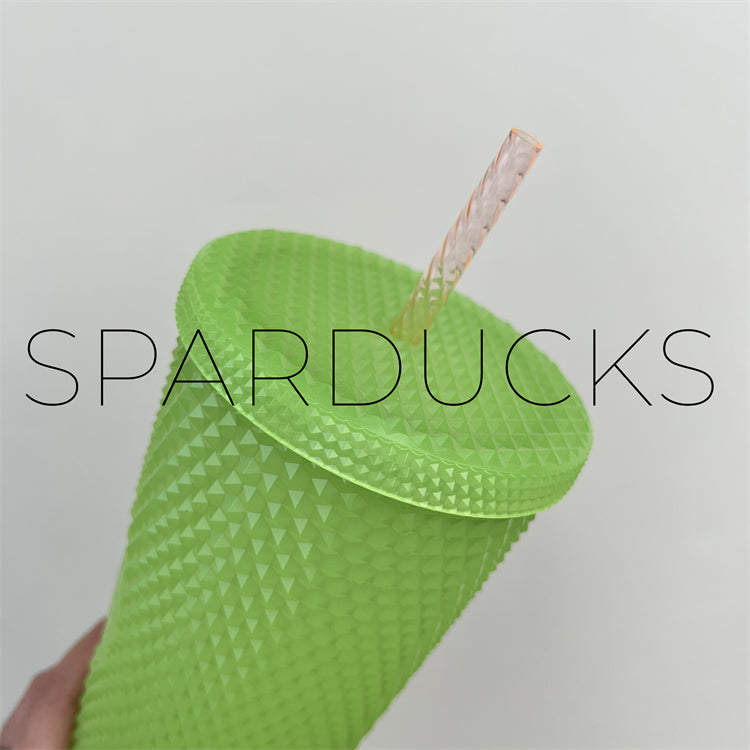 PT GID green studded cup with straw