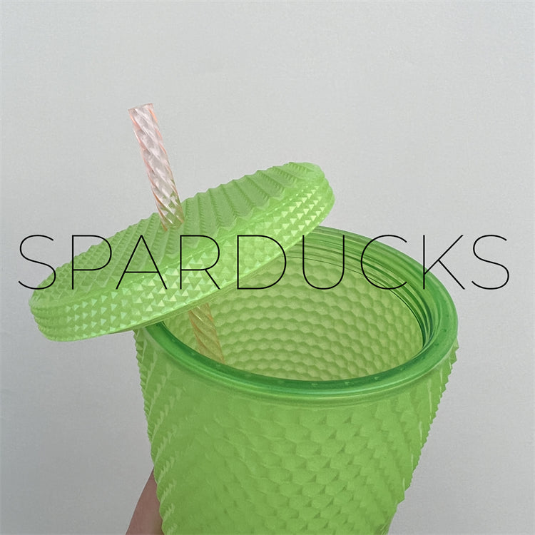 PT GID green studded cup with straw